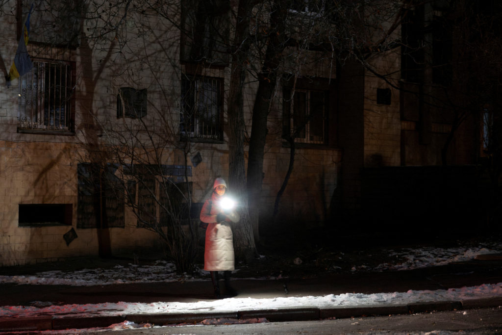 FILE PHOTO: Partial power cuts following Russian attack on Ukrainian energy facilities, in Kyiv
