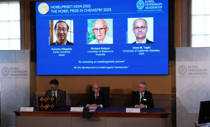 The Nobel Prize in Chemistry is announced at the Royal Swedish Academy of Sciences in Stockholm