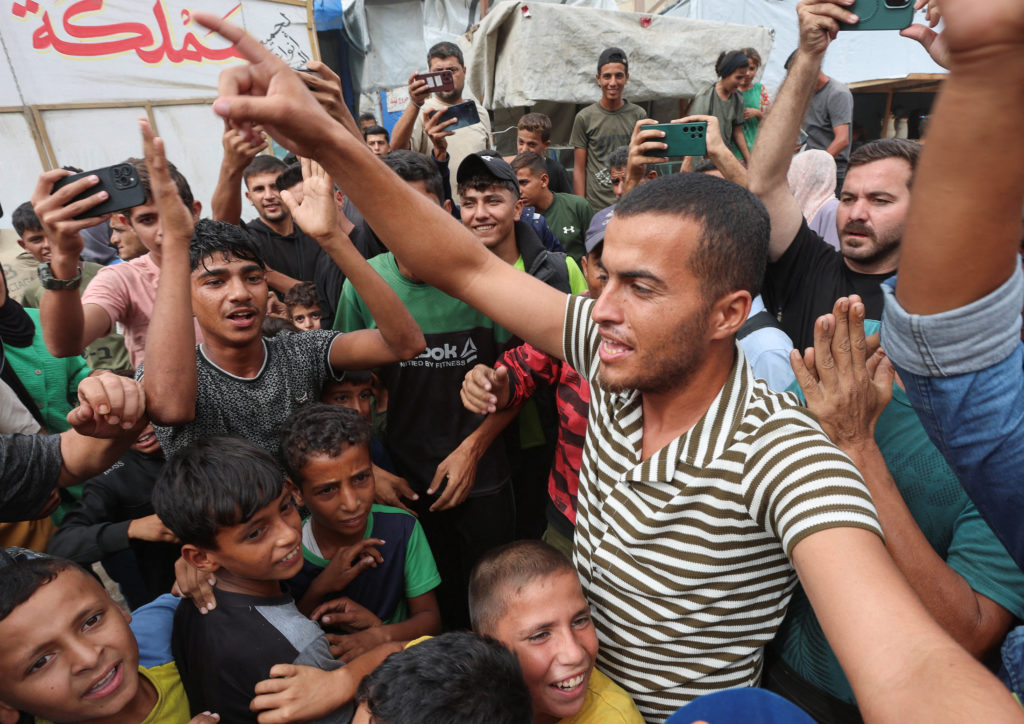 Reactions after Trump announced that Israel and Hamas agreed on the first phase of a Gaza ceasefire, in Khan Younis