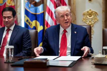 U.S. President Donald Trump attends a cabinet meeting, at the White House in Washington, D.C.,