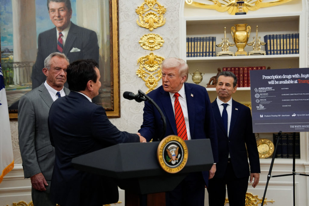 U.S. President Trump makes an announcement about lowering U.S. drug prices, in Washington
