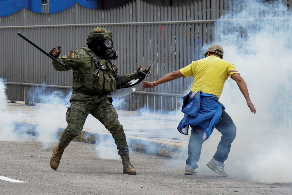 Demonstration against diesel price hikes and other economic measures by Ecuadorean President Noboa’s government, in Quito