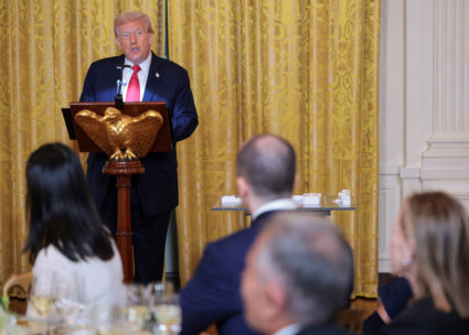 WATCH: Trump hosts dinner for donors to $250 million White House ballroom project