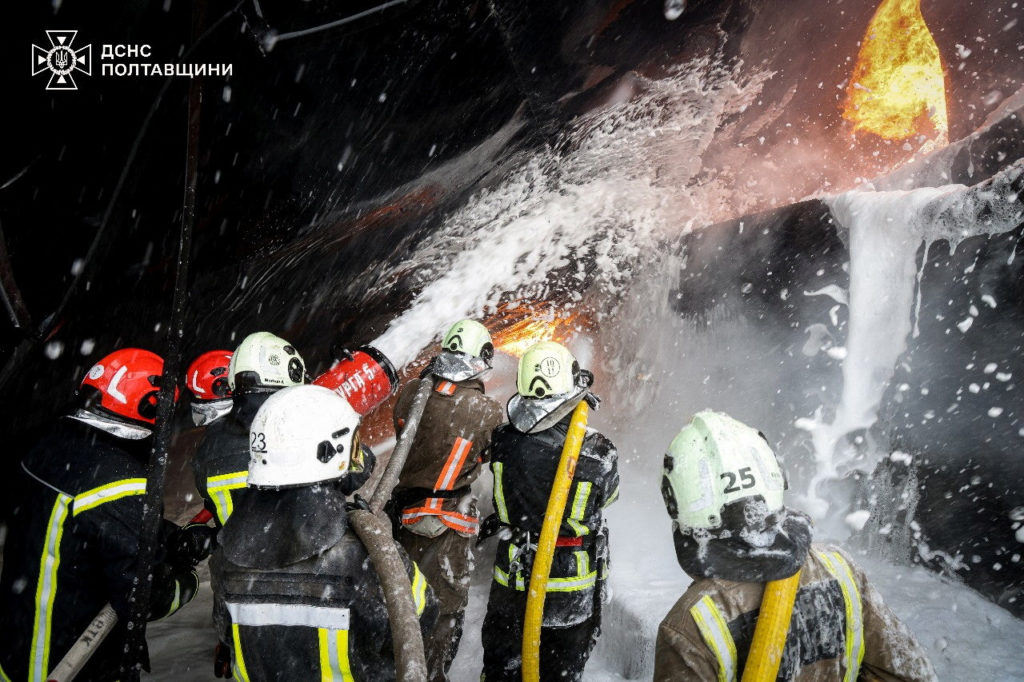 Aftermath of overnight Russian drone and missile attack in Poltava region