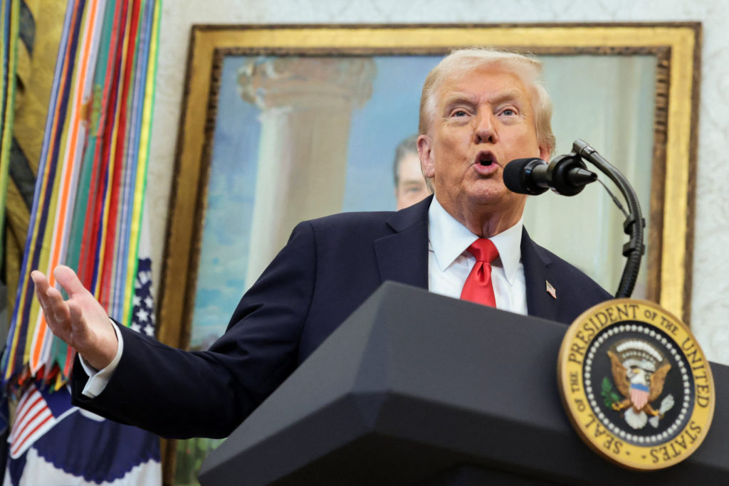 U.S. President Donald Trump holds event in the Oval Office at the White House in Washington, D.C.