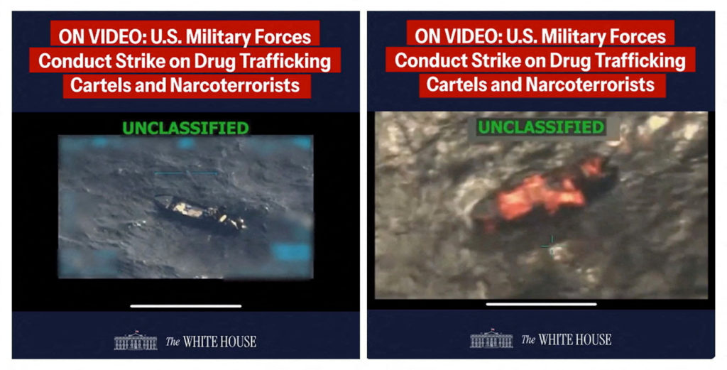 FILE IMAGE: A collage showing a screenshot from a video posted on the White House's X account depicting...
