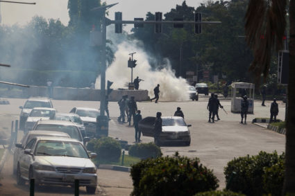 Nigerian Police Force disperse protesters demanding for the release Nnamdi Kanu in Abuja, Nigeria