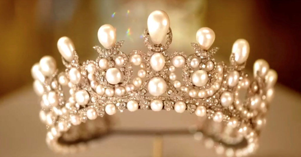A tiara worn by French Empress Eugenie, which was among the items stolen by thieves during a heist at Paris' Louvre Museum...