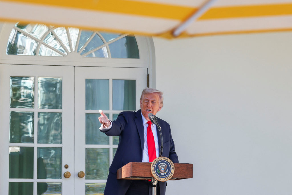 U.S. President Donald Trump hosts a Rose Garden Club lunch at the White House at the White House in Washington