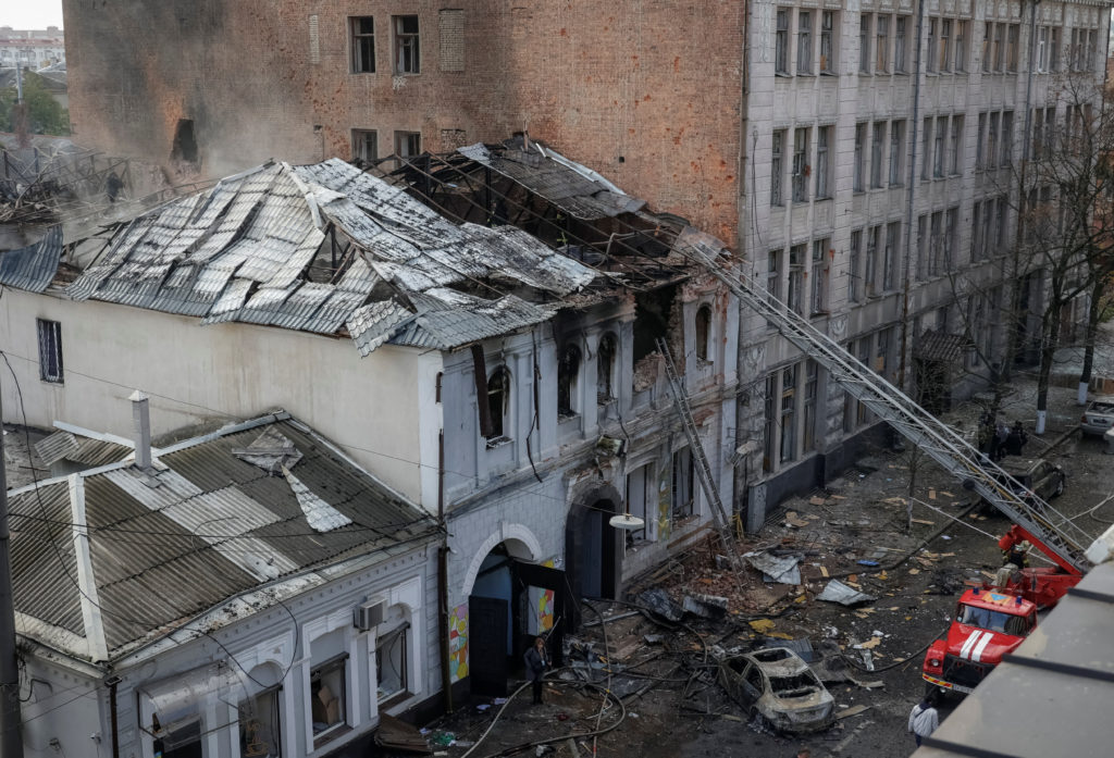 Aftermath of a Russian drone attack in Kharkiv