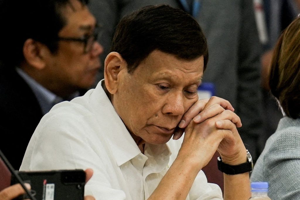 FILE PHOTO: Former Philippine President Rodrigo Duterte attends the House Quad Committee hearing at the House of Represent...