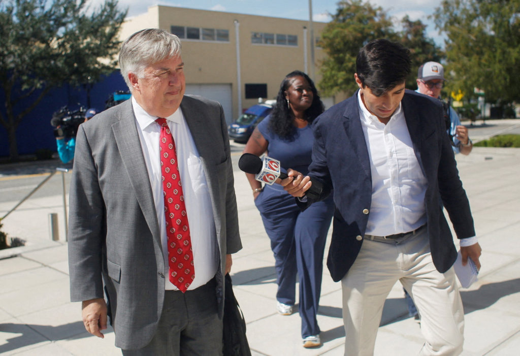 Terry Rozier's mother, Gina Tucker, and attorney, Jim Trusty, arrive at the U.S. District Court for the Middle District of...