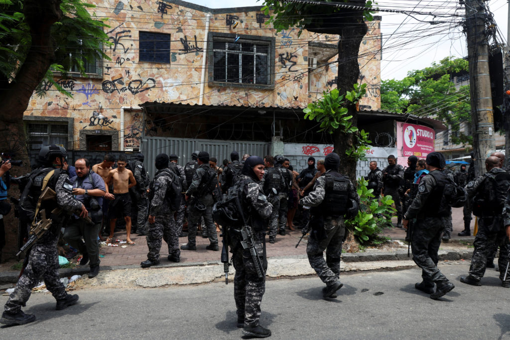 Police operation against drug trafficking at the favela do Penha in Rio de Janeiro