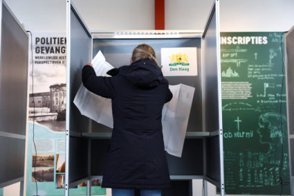 Exit poll suggests Dutch election too close to call, with center-left party slightly ahead