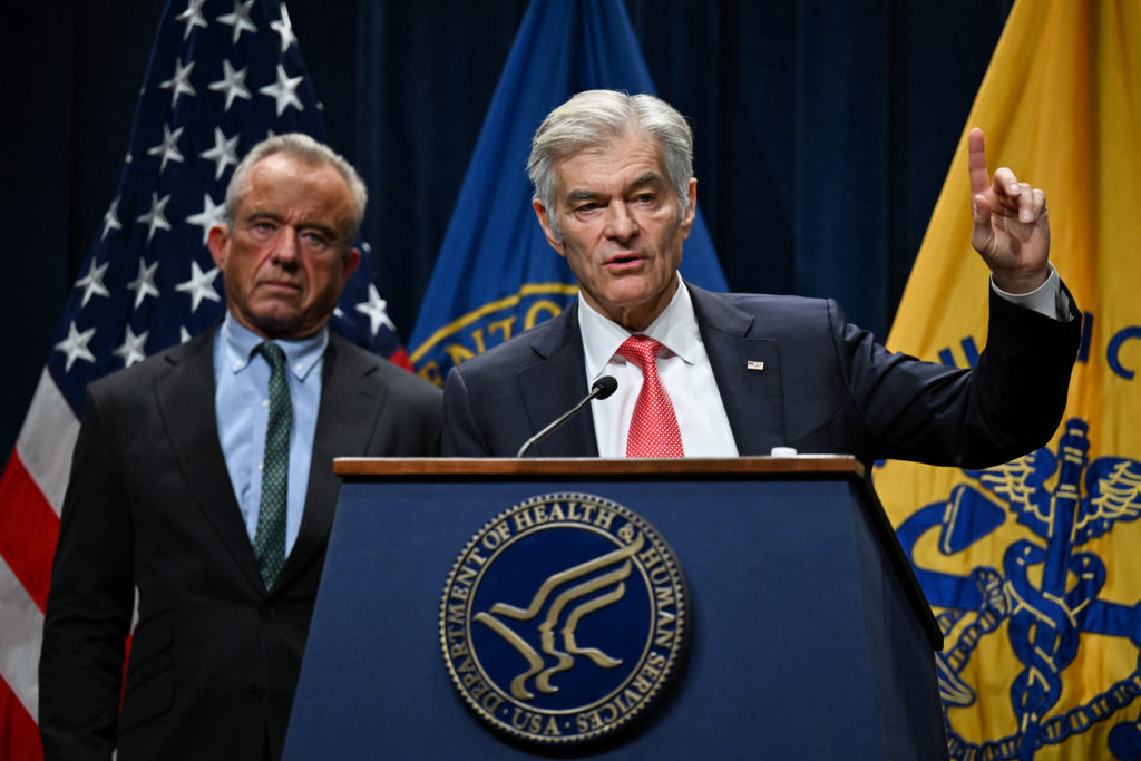 Kennedy Jr., Makary, Oz attend a press conference discussing administration plans to lower drug costs at the Department of...