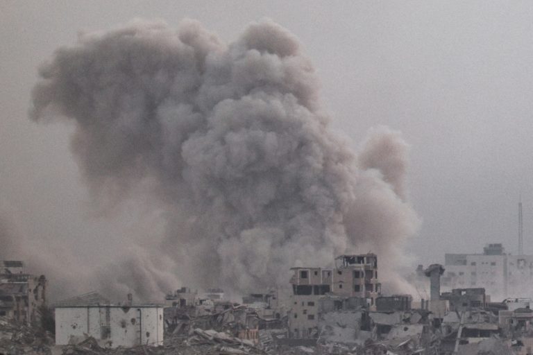 Smoke rises from Gaza after an explosion, as seen from Israel
