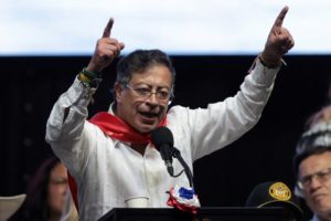 FILE PHOTO: Colombian President Petro speaks during the "Dignity and Democracy" event in Ibague