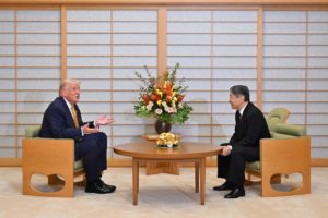 U.S. President Donald Trump meets with Japan's Emperor Naruhito at the Imperial Palace in Tokyo