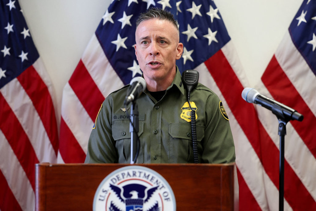 FILE PHOTO: U.S. Border Patrol Sector Chief Gregory Bovino attends a press conference, in Los Angeles
