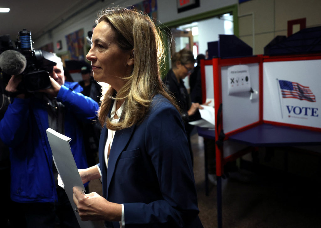 U.S. Representative Sherrill, Democratic nominee for New Jersey governor, on Election Day in Montclair New Jersey