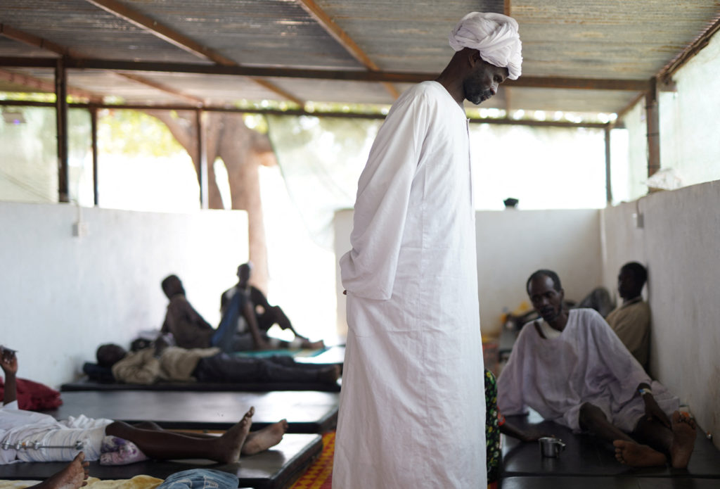 Injured displaced Sudanese fleeing violence in al-Fashir and receiving treatment by Medecins Sans Frontieres (MSF) in Tawila