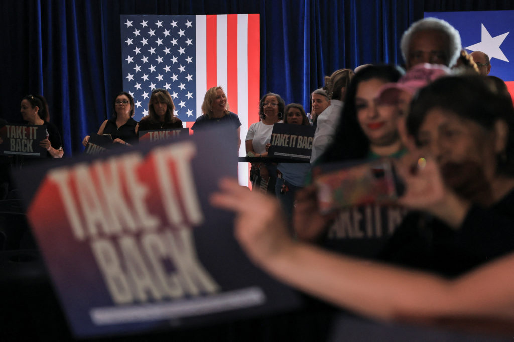 California Governor Newsom holds a rally in Houston