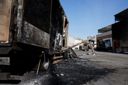 Aftermath of an attack by settlers, near Tulkarm