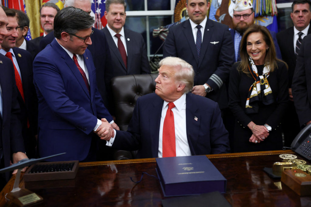 U.S. President Trump signs the funding bill to end the government shutdown, in Washington, D.C.