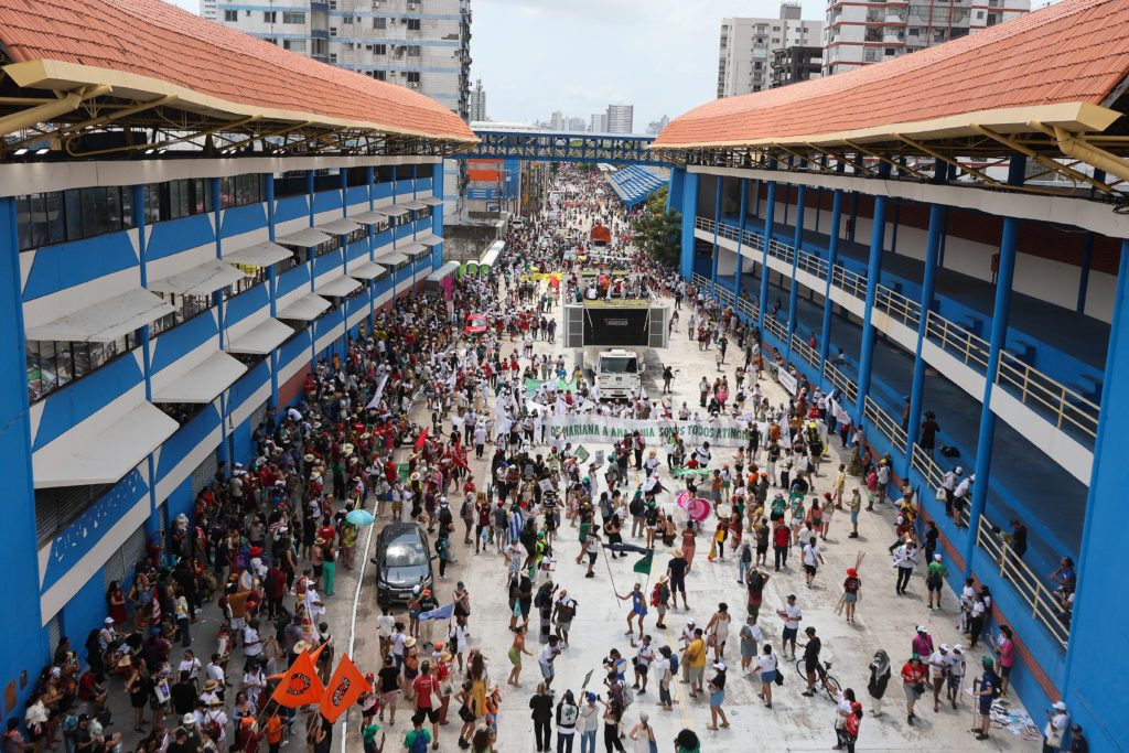 Protest to call for climate justice and territorial protection, during COP30, in Belem