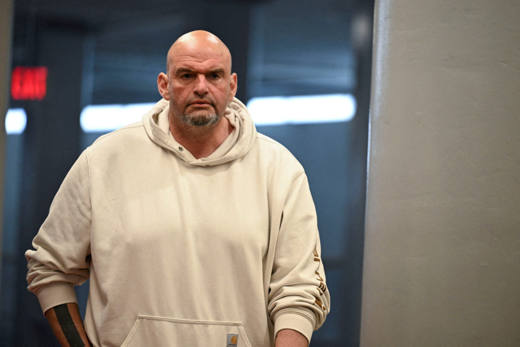 FILE PHOTO: US Senator Fetterman home after fall and brief hospitalization