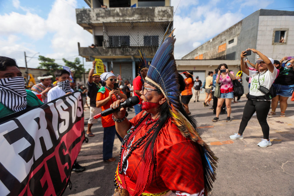 Protest to call for climate justice and territorial protection, in Belem