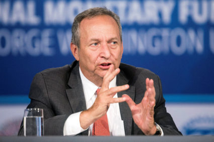 FILE PHOTO: Larry Summers, president emeritus of Harvard University, speaks during a discussion during the World Bank/IMF ...