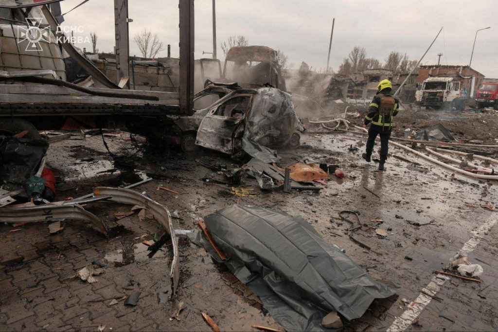 Aftermath of a Russian missile and drone attack in Kyiv