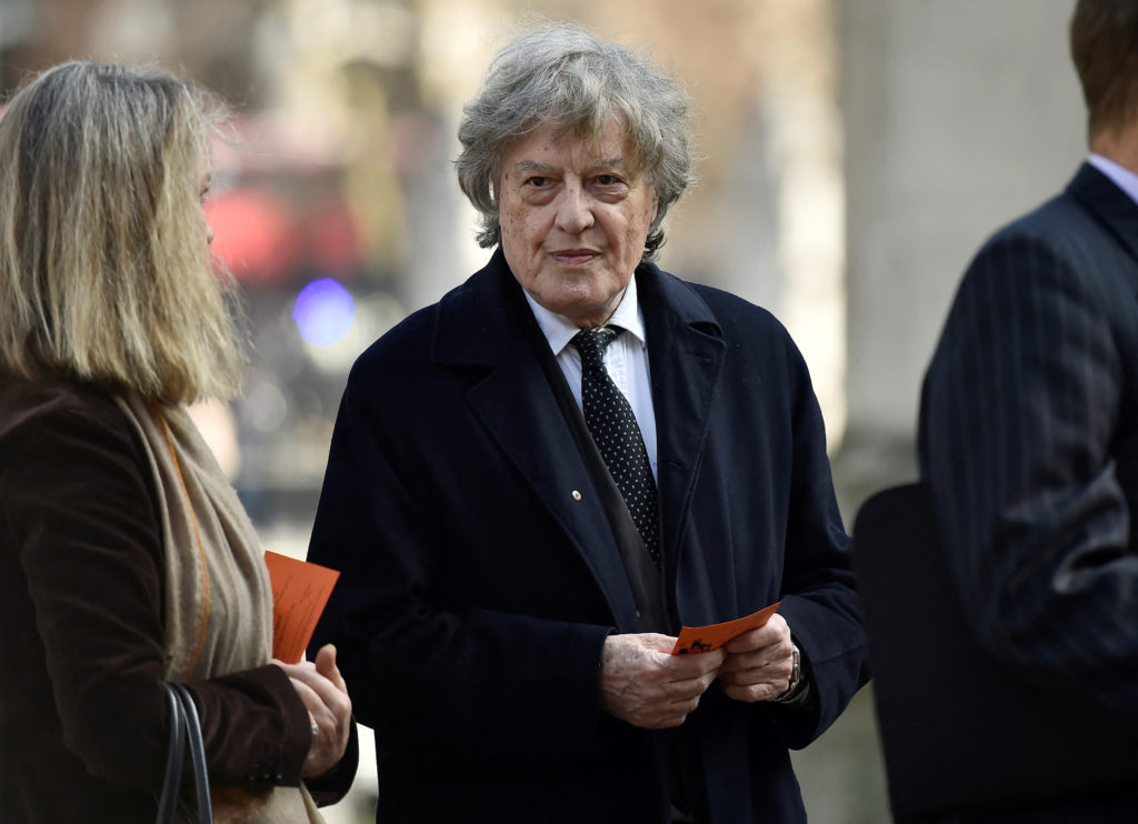 FILE PHOTO: Playright Tom Stoppard arrives for a Service of Thanksgiving for the life and work of Lord Snowdon at Westmins...