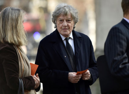 FILE PHOTO: Playright Tom Stoppard arrives for a Service of Thanksgiving for the life and work of Lord Snowdon at Westmins...