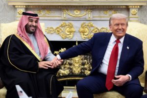 U.S. President Donald Trump meets Saudi Crown Prince Mohammed bin Salman at the White House in Washington