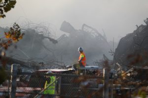 Smoke rises from the Bio-lab chemical plant, in Conyers