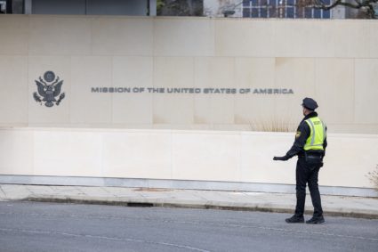 Entrance of the U.S. Mission building in Geneva