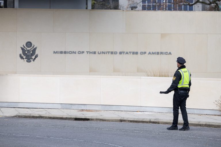 Entrance of the U.S. Mission building in Geneva