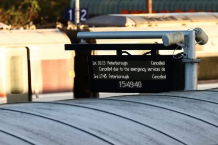 Aftermath of a stabbing incident on a LNER train, at Huntingdon Station