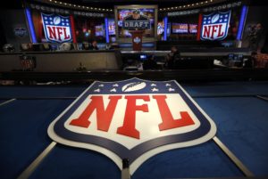 NFL logo and set are seen at New York's Radio City Music Hall before the start of the 2013 NFL Draft