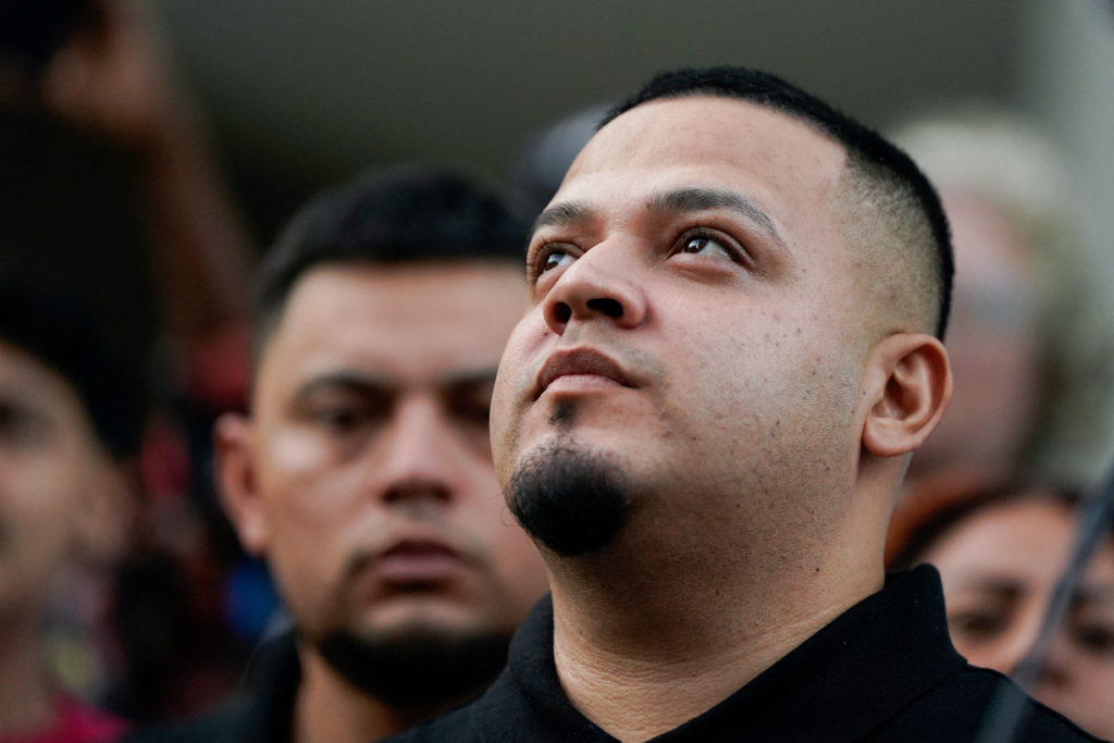 Wrongly deported migrant Abrego appears for a check in at the ICE Baltimore field office