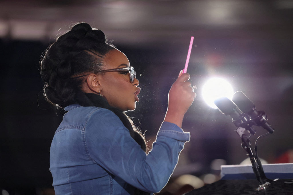 U.S. Representative Jasmin Crockett speaks at rally in Houston