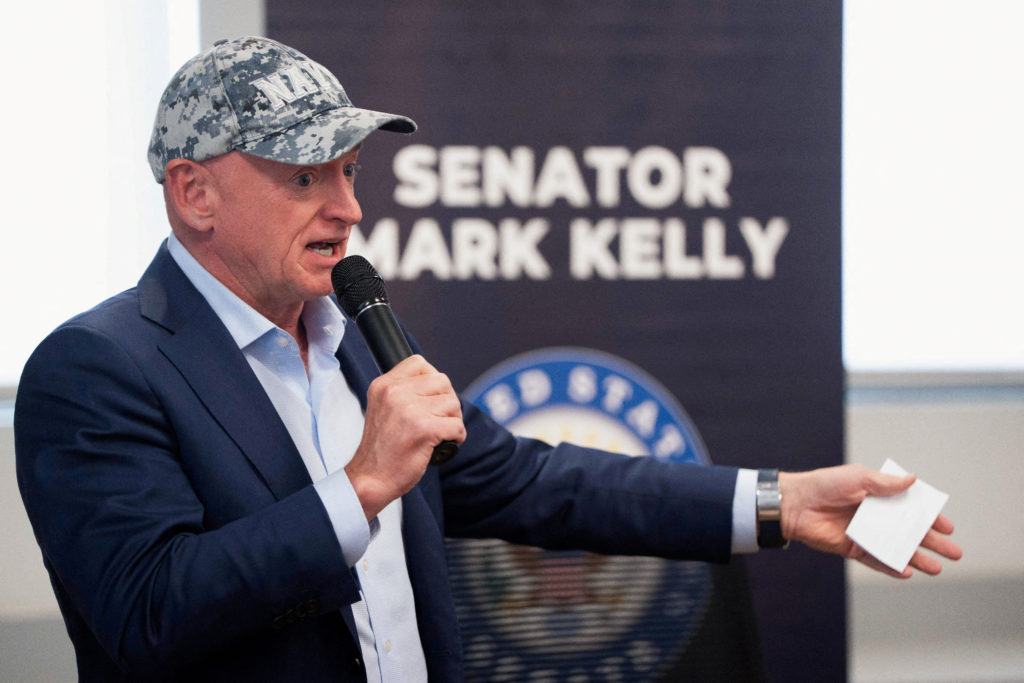 FILE PHOTO: Senator Mark Kelly hosts a town hall in Sierra Vista, Arizona