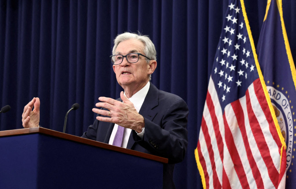FILE PHOTO: Fed Chair Powell speaks during press conference in Washington