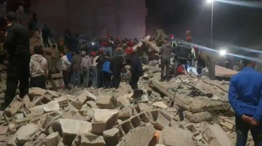 Aftermath of building collapse in Fez