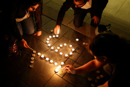 Vigil in Tel Aviv following a fatal shooting at Sydney's Bondi Beach