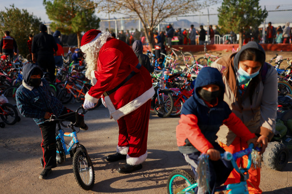 Annual gift-giving event for children in need organized by the fire department, in Ciudad Juarez
