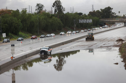 Heavy rains fall due to an atmospheric river near Los Angeles