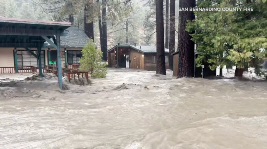 Flood after torrential rains, in San Bernardino County, California